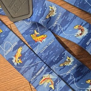 NWT XL FISHING PRINT SUSPENDERS.   #6392